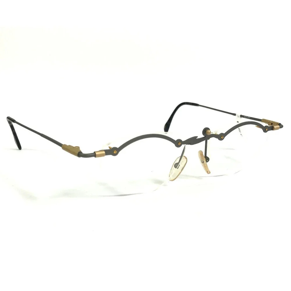 Vintage MGM Eyeglasses Frames G12 F17 Gunmetal Rimless Modern MCM 52-16-135
